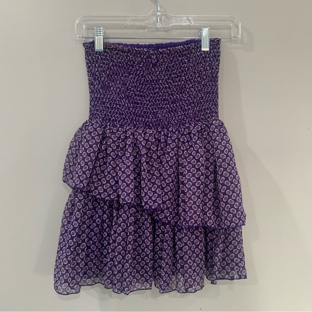 ✅ Maje Skirt Joumi Mini Ruffle Tiered in Purple Floral - Picture 3 of 5